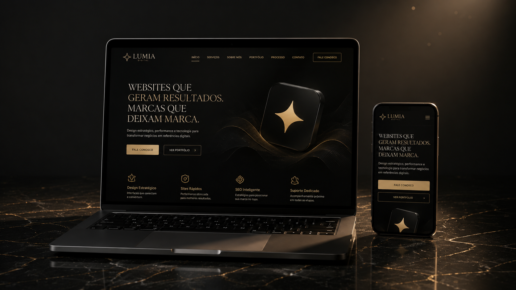 Mockup de site jurídico premium